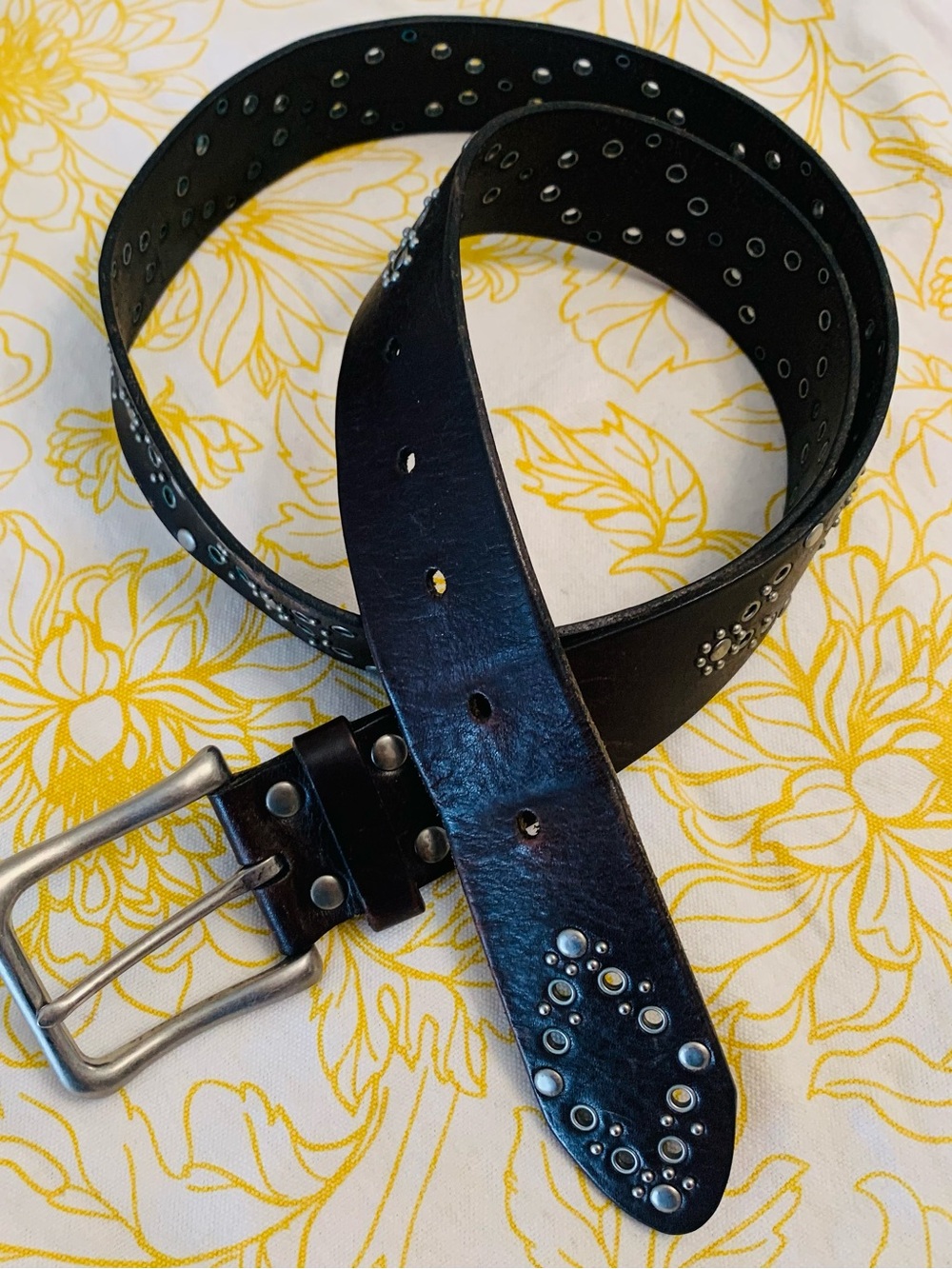 Black Leather Belt with stud design